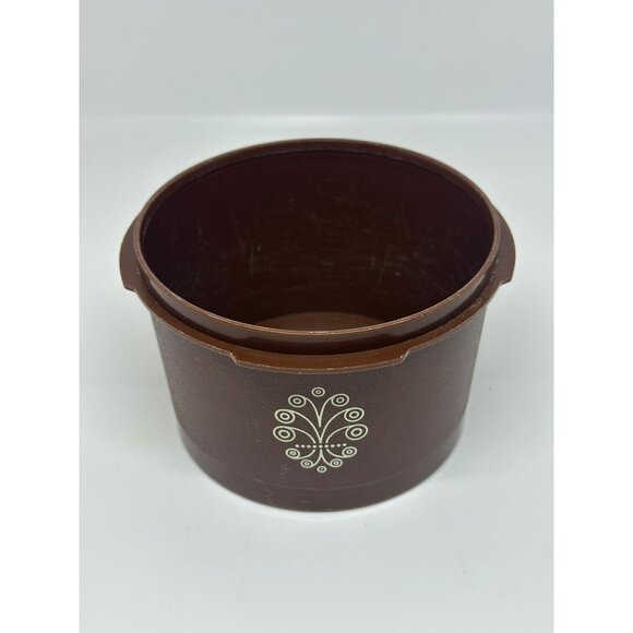 VTG Tupperware Brown Servalier Canister 3.5" 1297-12 Scroll Design (No Lid) - Picture 2 of 8